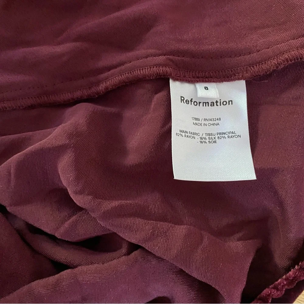 Reformation Antoinette Dress Red Velvet 8 - Picture 11 of 11